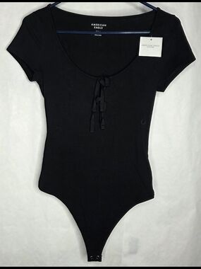 American Eagle Black Logo Tee with Subtle Branding